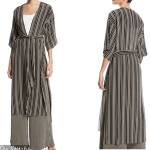 Halston Heritage Long V-Neck Self-Tie Kimono Jacket 100% Silk Sz